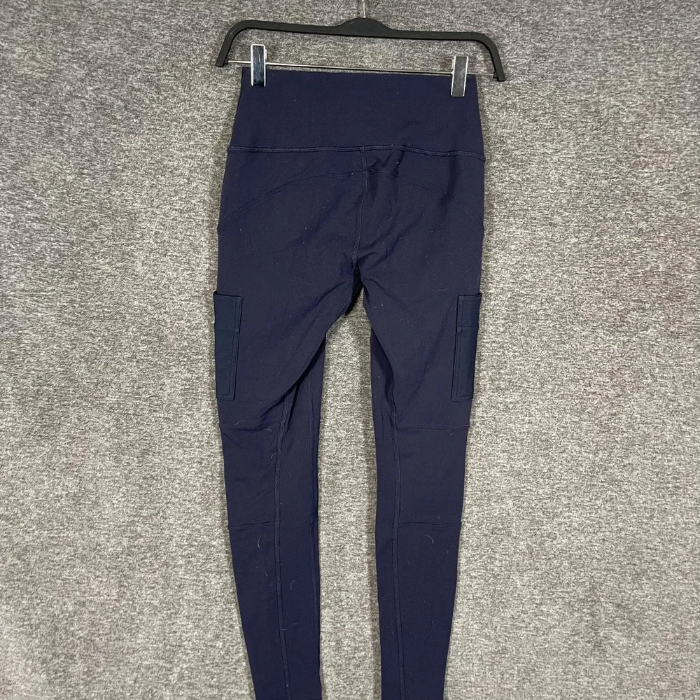 Alo Yoga Leggings Womens Small Blue High Waist Cargo Pockets Ankle Yoga Athletic